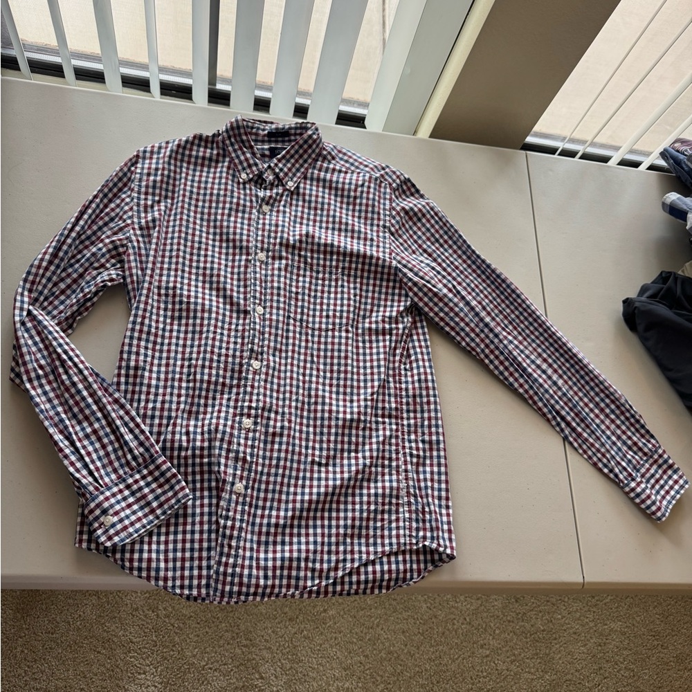 Men's J Crew Checkered Shirt - Red, Blue, and White